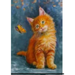 Алмазная мозаика по номерам 40*50 "Рыжий котенок" карт уп. (холст на раме)