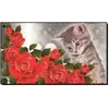 Алмазная мозаика по номерам 20*30 "Котенок с розами" в рулоне