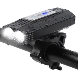Велосипедний ліхтар HJ-059-2T6+SMD, METAL, індикатор заряду, Waterproof, вбуд. акум., ЗУ micro USB