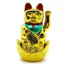 Кішка Манекі-неко махає лапою на чаші багатства (180х110х70 мм)