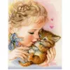 Алмазная мозаика по номерам 40*50 "Девочка с котенком" карт уп. (холст на раме)