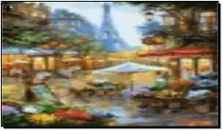 Алмазная мозаика по номерам 40*50 "Улицы Парижа" карт уп. (холст на раме)