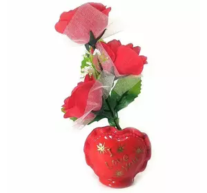 Ваза троянда керамічна з сердечком (22х9х5,5 см)C