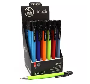 Ручка автомат масляна Vinson "Touch" 0,7мм, синя, soft touch, грип, mix, 36шт/етик.