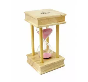 Пісочний годинник "Квадрат" скло + світле дерево 5 хвилин Рожевий пісок