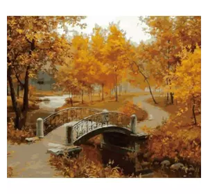 Раскраска по номерам 30*40см "Осень в парке" OPP (холст на раме краски+кисти)