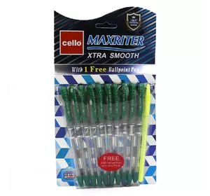 Ручка олійна "CL" Maxriter (зелена) NEW + доп ручка (синій блист.), 10 шт./етика