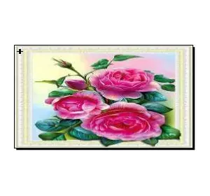 Алмазная мозаика по номерам 40*50 объемная "Розы" карт уп. (холст на раме)