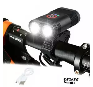 Велосипедний ліхтар Y12Pro-2XPE DUAL MEGALIGHT, ALUMINUM, індикація заряду, Waterproof, акум., ЗУ micro USB