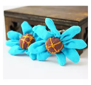 Сережки ганчірні Квітка блакитний