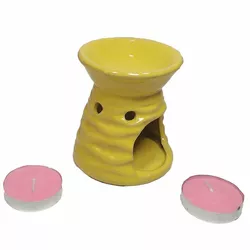 Аромалампа керамическая ,подарочный набор лимонная (13х8х7,5 см)