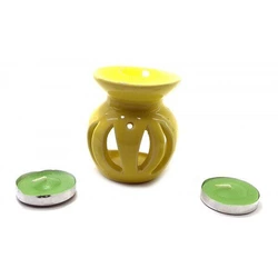 Аромалампа керамическая ,подарочный набор желтая (12х8х7см)