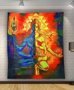 Гобелен настенный "Шива Парвати в красном"