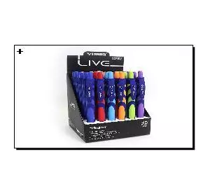 Ручка автомат масло Vinson "Live"NEW 0,7мм, синяя, soft touch, грип. mix, 36шт/этик.