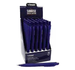 Ручка автомат масляна Vinson "Sunrise" 0,7 мм, синя, soft touch, треуг., грип, 36шт/етик.