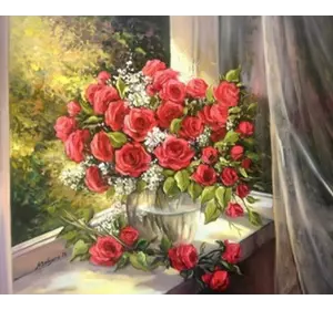 Розмальовка по номерах 40 * 50см "Букет троянд" OPP (полотно на рамі фарби. Кисті.)