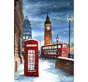 Розмальовка по номерах 30 * 40см "Зимовий Лондон" OPP (полотно на рамі з краск.кісті)