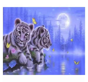 Раскраска по номерам 30*40см "Тигры" OPP (холст на раме краски+кисти)