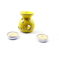 Аромалампа керамическая ,подарочный набор желтая (12,5х8х7,5 см)