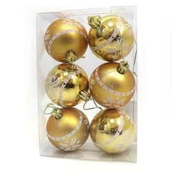 Набір ялинкових кульок золото "Візерунки сніжинки" d6см, 6шт, PVC, 1шт/етик.