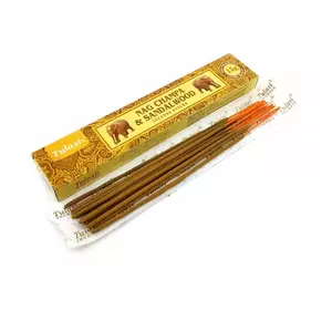 Nag Champa & Sandalwood Incense Stiks 15 g (Пилкові пахощі Наг Чампа і Сандал 15 грамів) (Tulasi)
