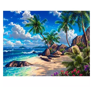 Раскраска по номерам 40*50см "Тропический остров" OPP (холст на раме краски+кисти)