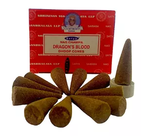 Dragon's Blood Dhoop Cone (Кров Дракона) (Satya) 12 конусів в упаковці