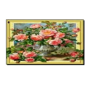 Алмазная мозаика по номерам 40*50 объемная "Садовые розы" карт уп. (холст на раме)