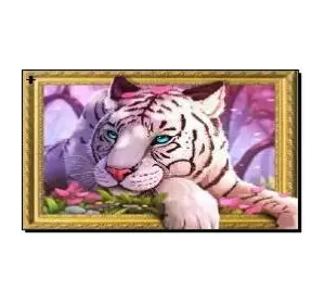 Алмазная мозаика по номерам 40*50 объемная "Белый тигр" карт уп. (холст на раме)