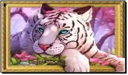 Алмазная мозаика по номерам 40*50 объемная "Белый тигр" карт уп. (холст на раме)