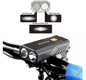 Велосипедний ліхтар BC25Pro-2XPE ULTRA LIGHT, Power Bank, ipx6 Waterproof, анти розряд, акум., ЗУ micro USB