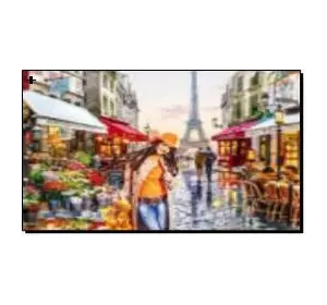 Алмазная мозаика по номерам 30*40 "Улицы Парижа" карт уп. (холст на раме)
