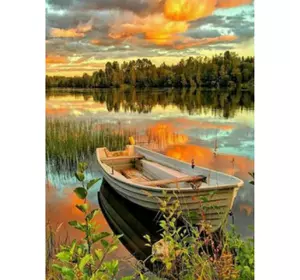 Раскраска по номерам 40*50см "Лодка на озере" OPP (холст на раме краски+кисти)