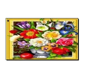 Алмазная мозаика по номерам 40*50 объемная "Разноцветье" карт уп. (холст на раме)
