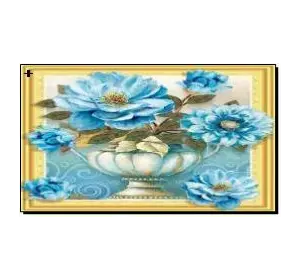 Алмазная мозаика по номерам 40*50 объемная "Синие цветы" карт уп. (холст на раме)