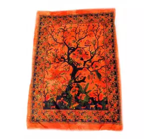 Панно настенное "Дерево жизни" хлопковое оранжевое (118х75 см)
