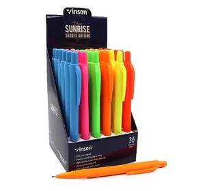 Ручка автомат масляна Vinson "Sunrise" 0,7мм, синя, грип, soft touch, mix, 36шт/етик.