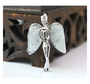 Кулон білий метал "Ангел з кам'яними крилами" вставка Гірський кришталь 2,3*0,3*3,4см.