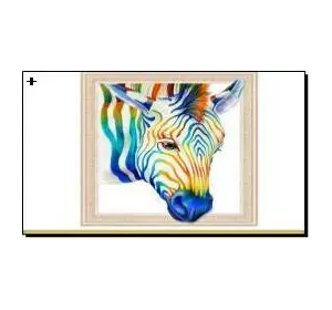 Алмазная мозаика по номерам 40*50 объемная "Цветная зебра" карт уп. (холст на раме)
