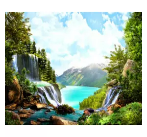 Раскраска по номерам 40*50см "Лесной водопад" OPP (холст на раме краски+кисти)