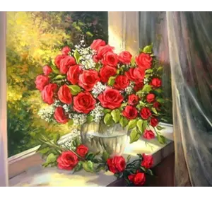 Розмальовка по номерах 30 * 40см "Букет троянд" OPP (полотно на рамі фарби. Кисті.)