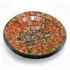 Блюдо терракотовое с оранжевой мозаикой (d-15 h-3 см)