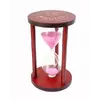 Песочные часы "Круг" стекло + тёмное дерево 15 минут Розовый песок