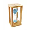 Пісочний годинник "Квадрат" скло + бамбук 60 хвилин Блакитний пісок