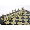 S8GRE шахи "Manopoulos", "Miнойськiй воїн",латунь, у дерев. футл., зелені, 36х36см, 4,8 кг