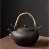 Чайник з бамбуковою ручкою "Чорний горщик" 500мл. 14,5*12*9,5см.