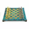 S11TIR шахи "Manopoulos", "Греко-римські", латунь, у дерев'яному футлярі, бірюзовий, 44х44см, 7,4 кг