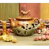 Аромалампа керамічна "Чайник з пташкою" Коричневий + салатовий