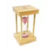 Песочные часы "Квадрат" стекло + светлое дерево 15 минут Розовый песок