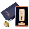 Запальничка в подарунковій коробці Lighter (Подвійна блискавка) №HL-32 Gold